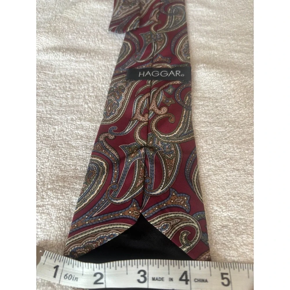 Hagger Men's Burgundy Paisley Neck Tie Classic Multicolor Dress Business Wedding